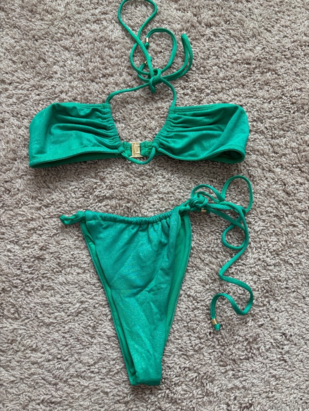 Meshki Emerald Green Shimmer Bikini Bottoms